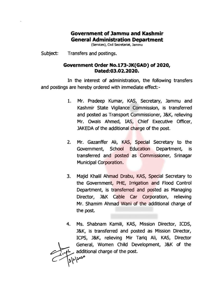 Bulk Transfers in Jammu and Kashmir Administration 2 Hello Uttarakhand News »