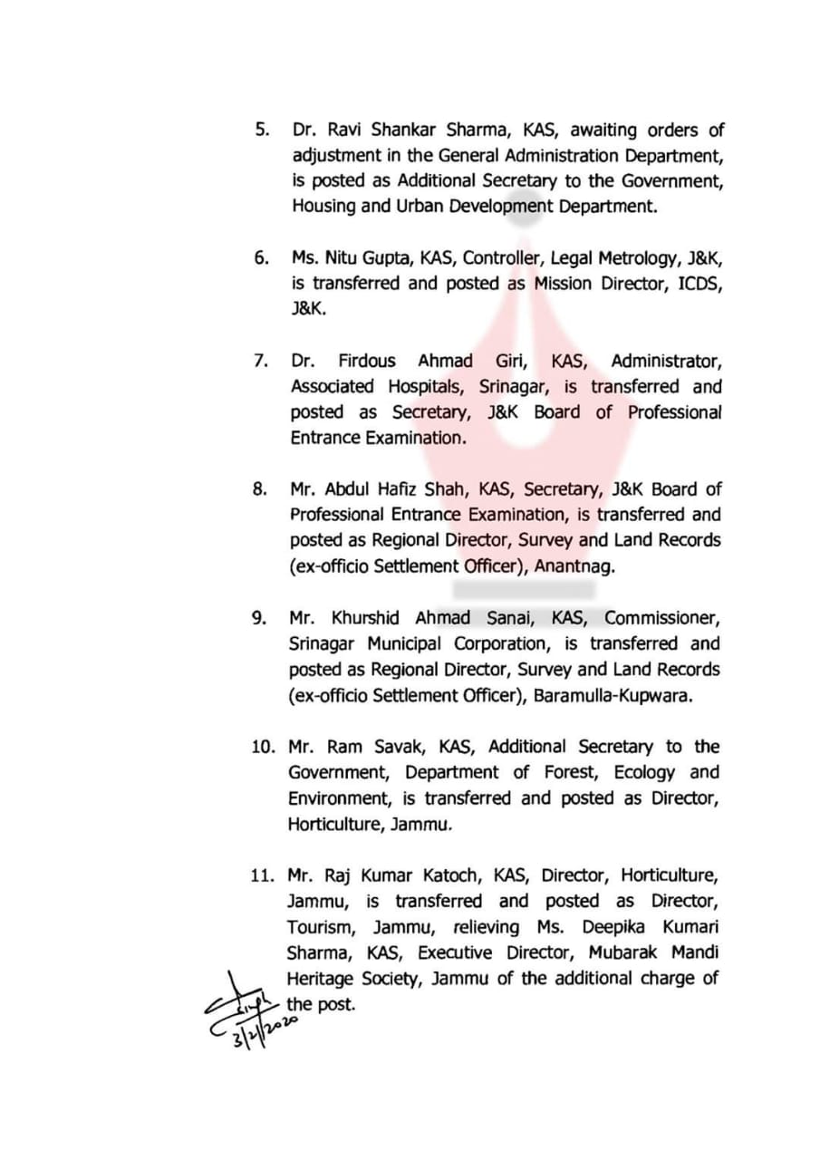 Bulk Transfers in Jammu and Kashmir Administration 3 Hello Uttarakhand News »