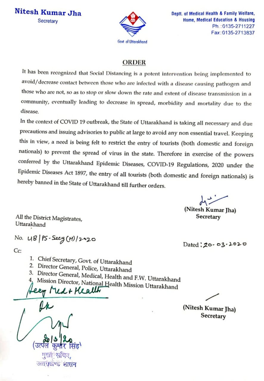 घरेलू और अंतरराष्ट्रीय पर्यटकों को उत्तराखंड में आने में प्रतिबंधित 2 Hello Uttarakhand News »
