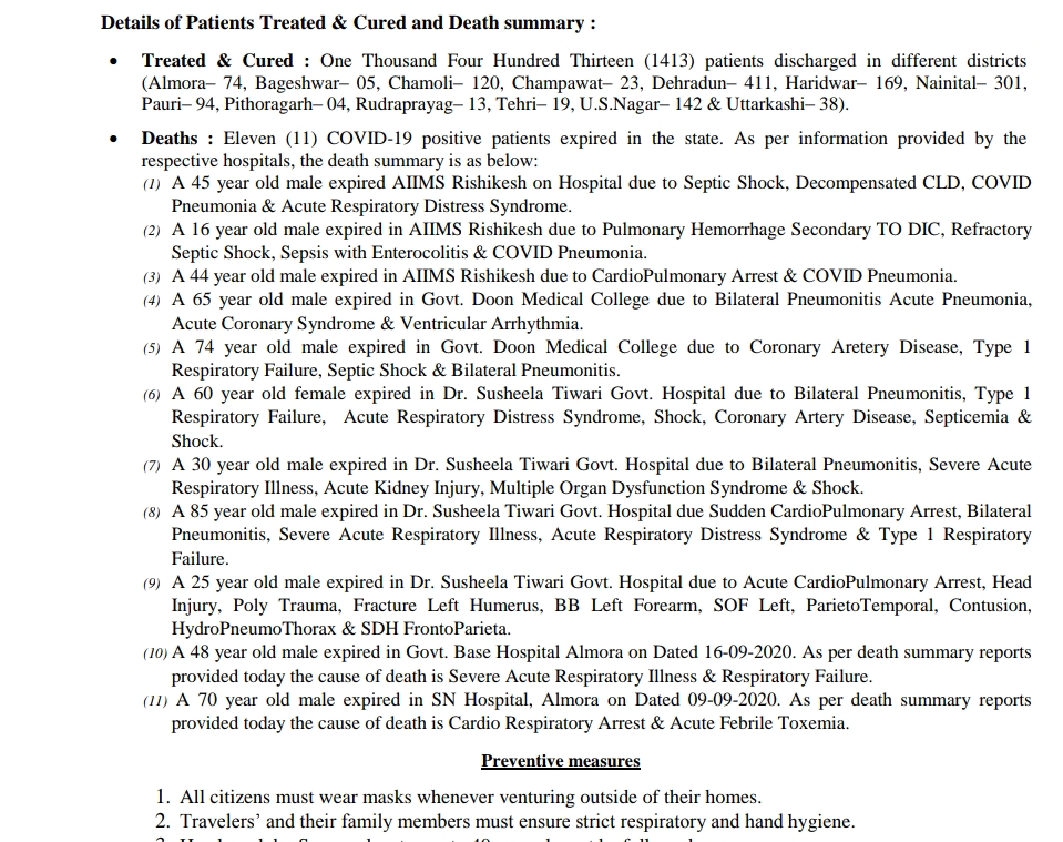 आज उत्तराखंड में 11 कोरोना पॉज़िटिव मरीज़ों की मौत, 493 नए कोरोना पॉज़िटिव मरीज़ 2 आज उत्तराखंड में 11 कोरोना पॉज़िटिव मरीज़ों की मौत, 493 नए कोरोना पॉज़िटिव मरीज़ 2 Hello Uttarakhand News »