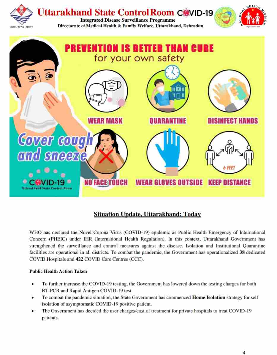 कोरोना बुलेटिन: उत्तराखंड में आज 13 लोगों की मौत, 448 नए कोविड-19 मरीज़, 1013 हुए आज स्वास्थ्य 5 कोरोना बुलेटिन: उत्तराखंड में आज 13 लोगों की मौत, 448 नए कोविड-19 मरीज़, 1013 हुए आज स्वास्थ्य 5 Hello Uttarakhand News »