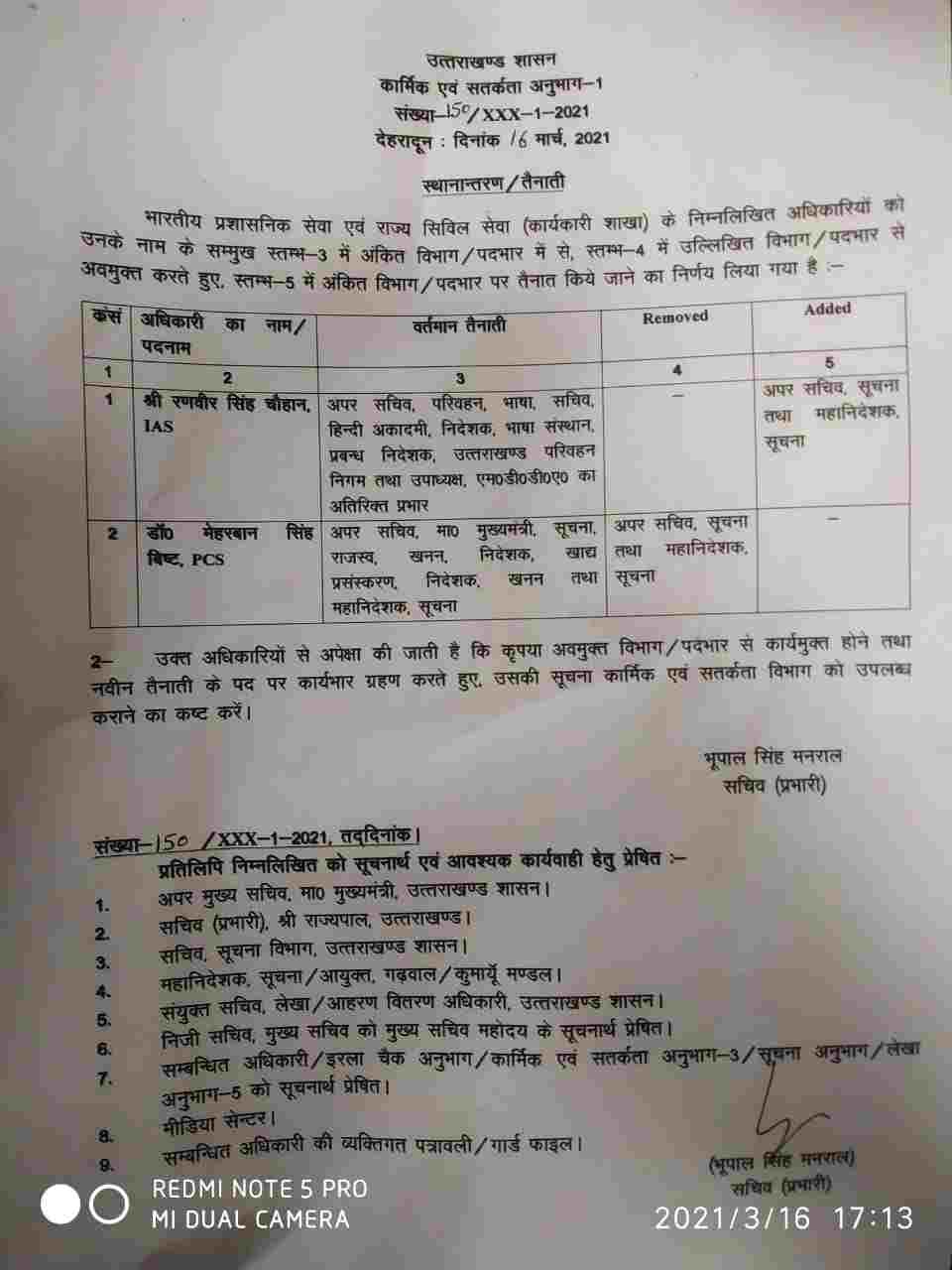 मुख्यमंत्री ने सौंपी आईएएस रणवीर सिंह चौहान को अहम जिम्मेदारी 2 Hello Uttarakhand News »